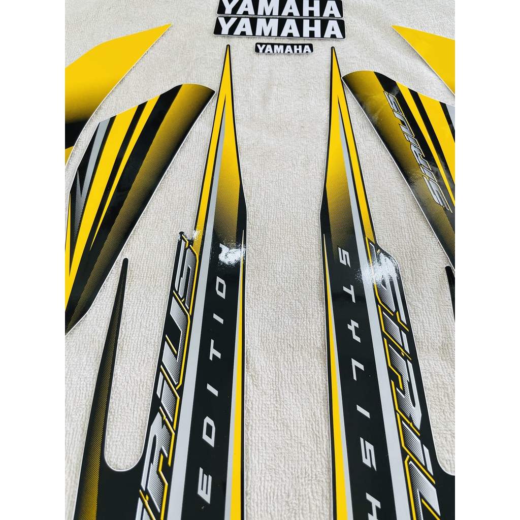 Bộ tem decal dán xe máy Yamaha Sirius bản to màu vàng zin thái siêu đẹp