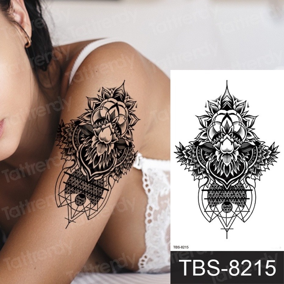 Miếng Dán Hình Xăm Tạm Thời Họa Tiết Hoa Hồng/Cáo/Ngựa/Ngựa Chống Nước Cho Nữ