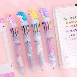 Bút bi 10 ngòi 0.5mm nhiều màu gắn hình dễ thương (mẫu ngẫu nhiên)