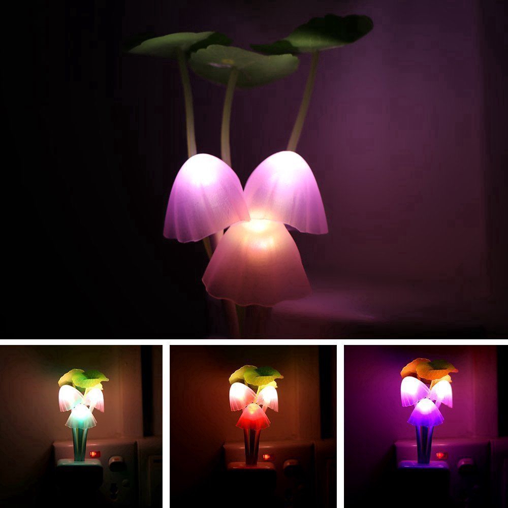 Đèn led ngủ thiết kế hình nấm hoa lá với phích cắm US cao cấp
