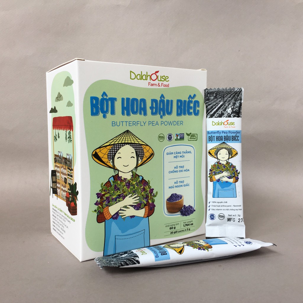 Bột Hoa Đậu Biếc Nguyên Chất Sấy Lạnh Dalahouse 50g -Detox Thải Độc Cơ Thể