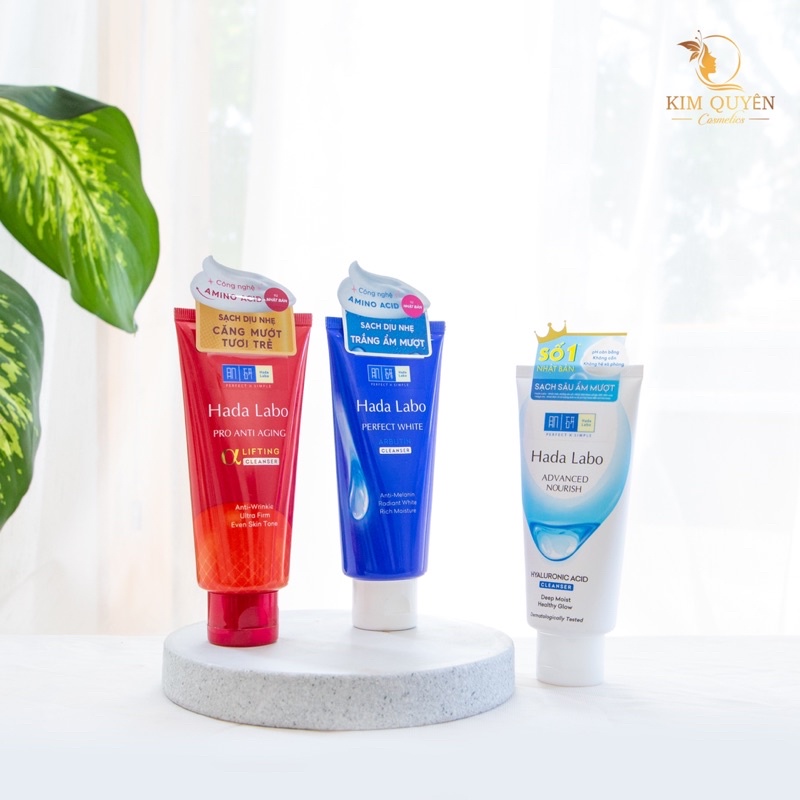 Sữa Rửa Mặt Cho Mọi Loại Da Hada Labo Advanced Nourish Hyaluron, Perfect White Arbutin, Pro Anti Aging Cleanser