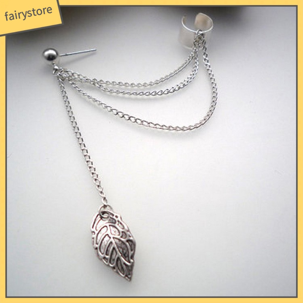 Khuyên Tai Dáng Dài Phối Mặt Hình Lá Độc Đáo Cá Tính