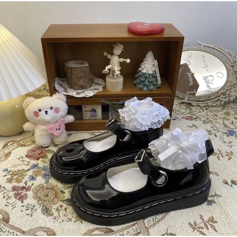 Giày búp bê có quai vintage Mary Jane Yannie Lolita hồng pastel ngọt ngào dễ thương