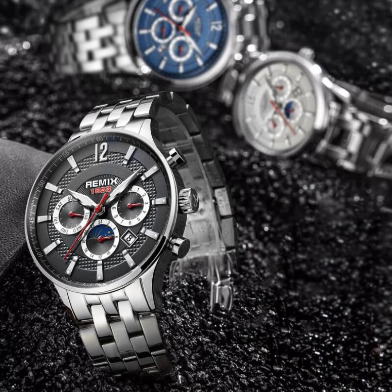[HÀNG CAO CẤP] Đồng Hồ Nam REMIX Sang trọng – Dây Thép Không Ghỉ – Chống Nước Cực Tốt – Tặng Kèm pin dự phòng DH | BigBuy360 - bigbuy360.vn