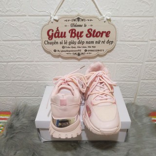 ( Hàng Đẹp) Giày Sneaker Nữ Hồng Gót Bạc Đế Siêu Nhẹ