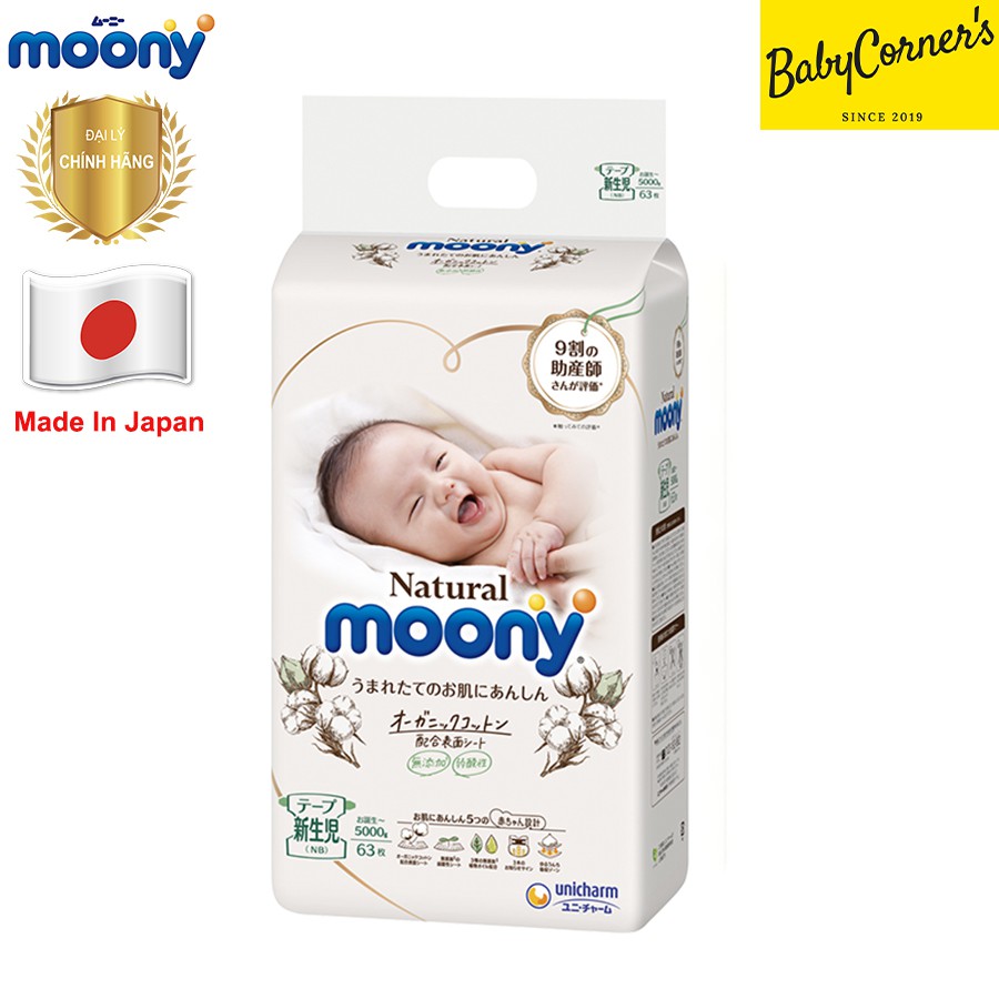 [CHÍNH HÃNG] TÃ DÁN/ TÃ QUẦN MOONY NATURAL NEWBORN 63, S 58, M 46, L 36, XL 32