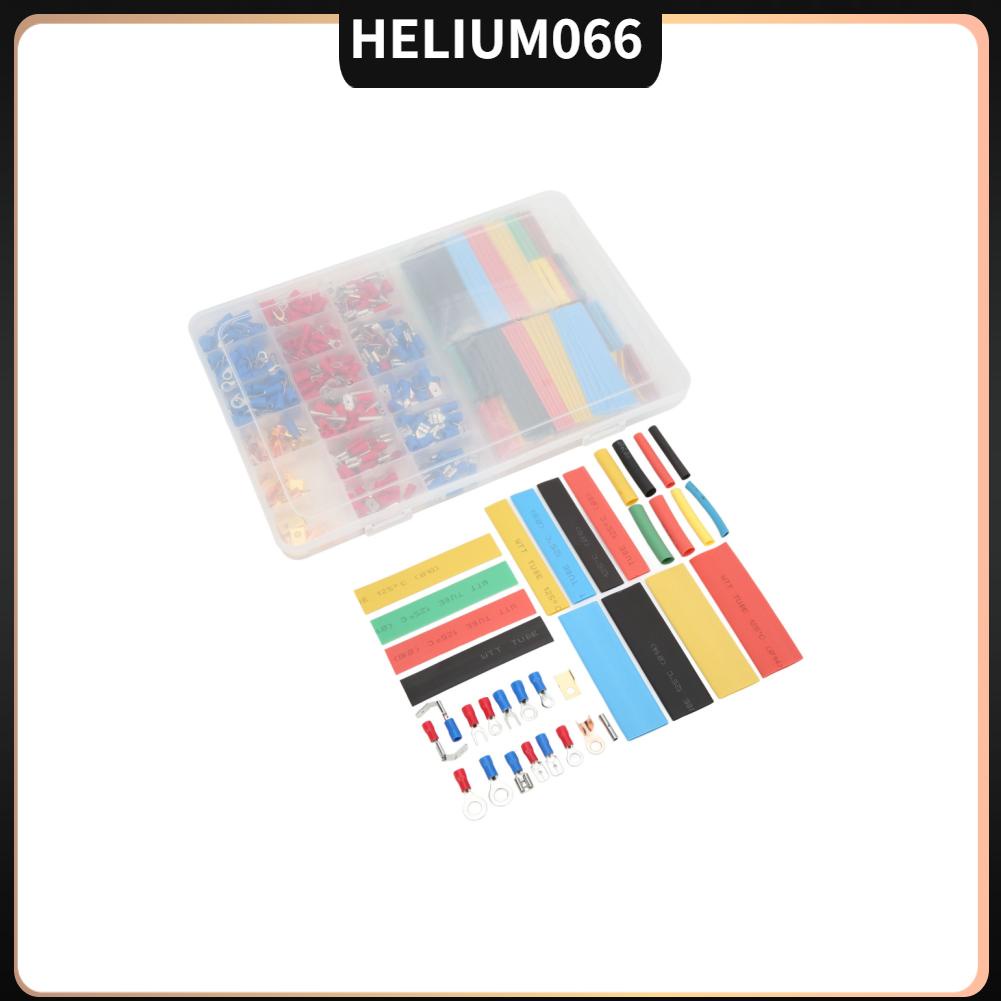 Helium066 350pcs Cold Pressing Electrical Connectors Insulated Wire Crimp Terminals with 328pcs Heat Shrink Tubing for Electronics