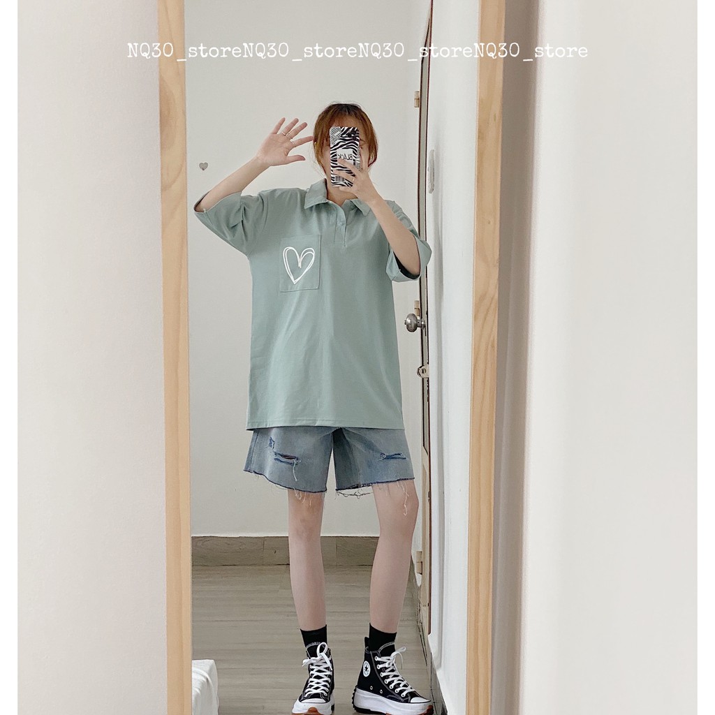 [Mã FASHIONGREEN hoàn 10% tối đa 50K xu đơn 300K] Áo Polo Có Túi Hình Trái Tim Nam Nữ Chất Tici Unisex | BigBuy360 - bigbuy360.vn