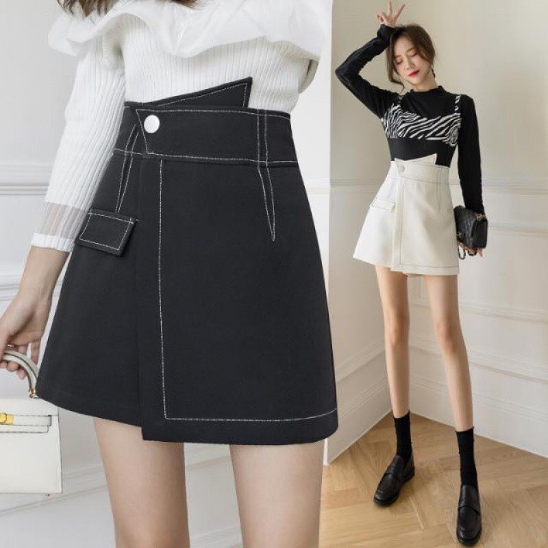 CHÂN VÁY GIẢ QUẦN CẠP CHÉO VIỀN CHỈ NỖI VV1