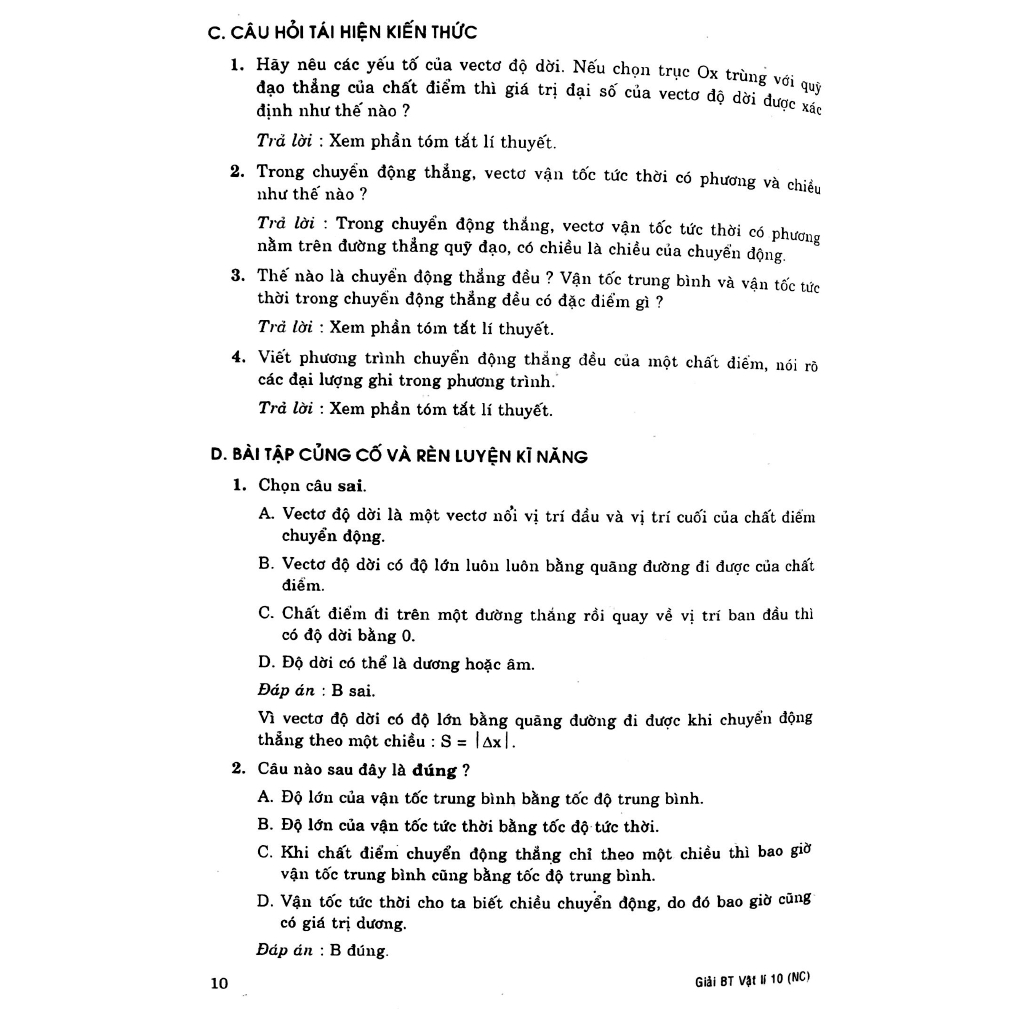 Sách - Giải Bài Tập Vật Lí Lớp 10 (Chương Trình Nâng Cao)