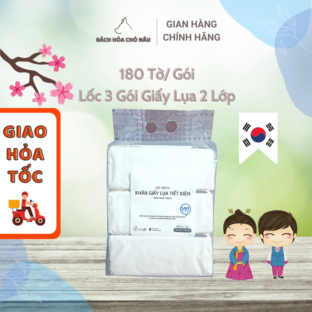 Lốc 3 Khăn Giấy Lụa Tiết Kiệm Hàn Quốc LOTTE Choice L [180 Tờ/Gói] Giấy 2 Lớp Cao Cấp [ Chính Hãng]