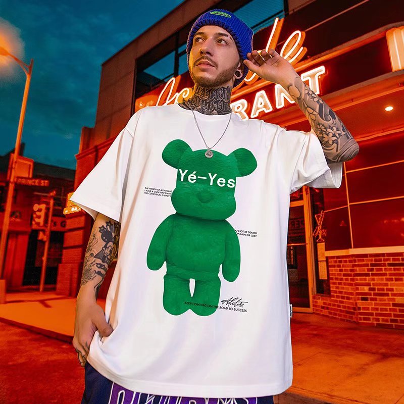 Áo Thun Tay Ngắn Dáng Rộng In Họa Tiết Hoạt Hình Phong Cách Hip Hop Hàn Quốc Thời Trang Cho Nam Size M-8XL