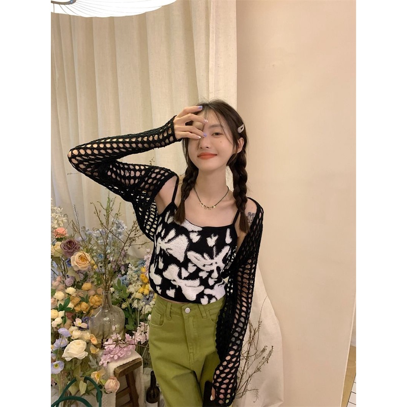 [MURIOKI] Set Áo Hai Dây + Áo Khoác Cardigan Phong Cách Mới 2022 Cho Bé Gái