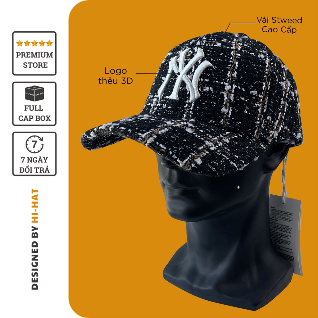 Nón NY Tweed Curve - Mũ nữ nam cao cấp full box phong cách thời trang Hàn Quốc ulzzang tặng kèm chai xịt vệ sinh mũ nón