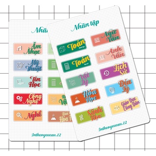 Sticker Nhãn Vở Môn Học, Phân Trang Môn Học, dán gáy sách cấp 2