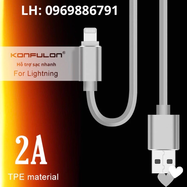 Cáp sạc Lightning Konfulon S40