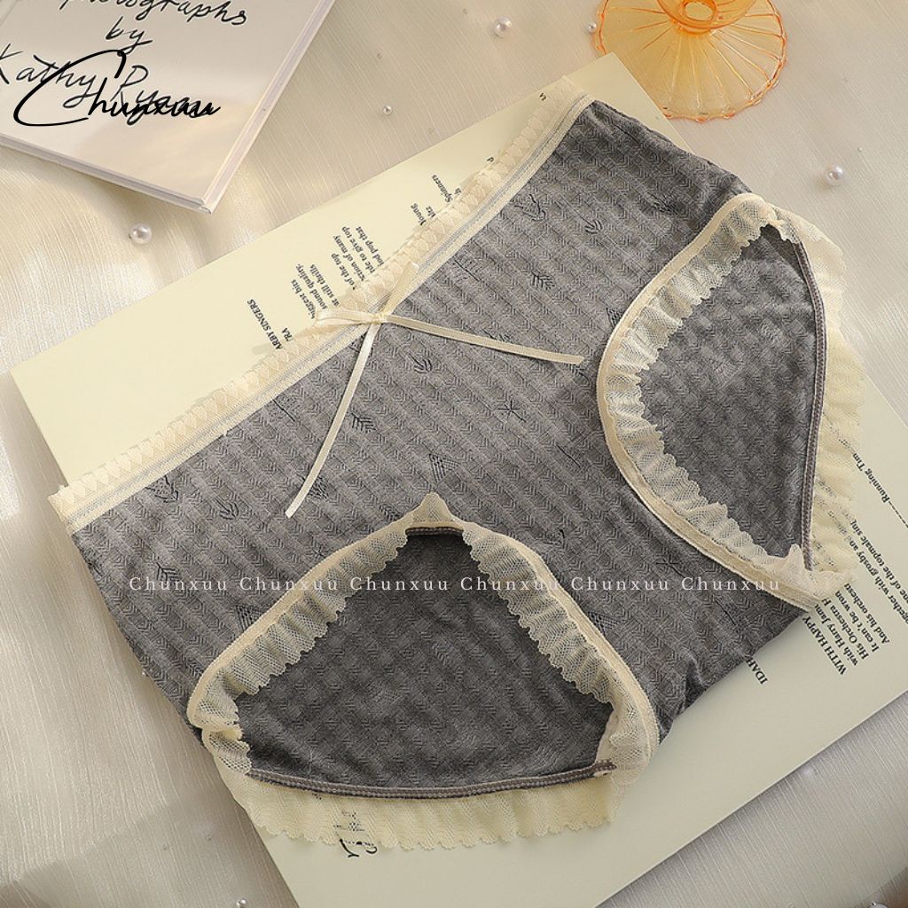 Quần lót nữ cotton lạnh phối viền ren nơ mềm mại CHUNXUU, chất liệu co dãn- QC82