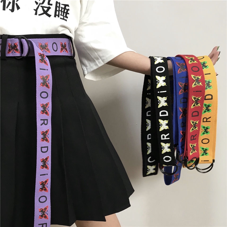 Thắt Lưng Vải Canvas Khóa Kim Loại Hình Bướm Thời Trang Cho Nữ