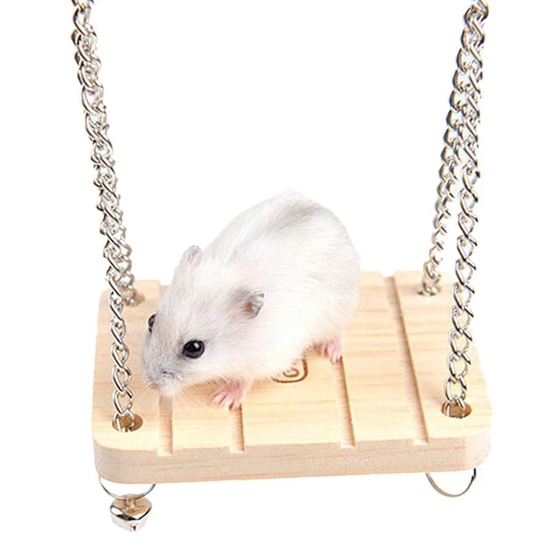 Xích đu gỗ đính chuông dành cho chuột cưng hamster