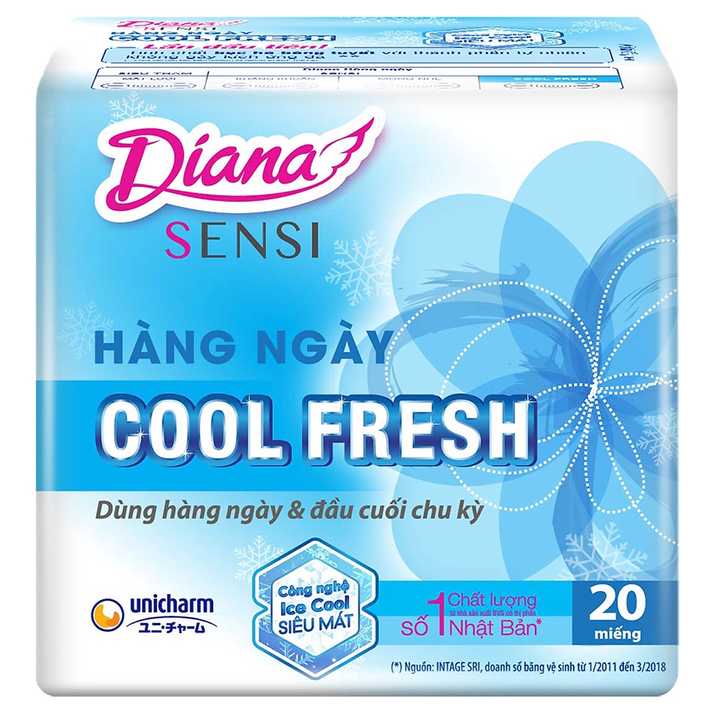 Bộ 6 Gói Băng Vệ Sinh Diana Hàng Ngày Cool Fresh 20M