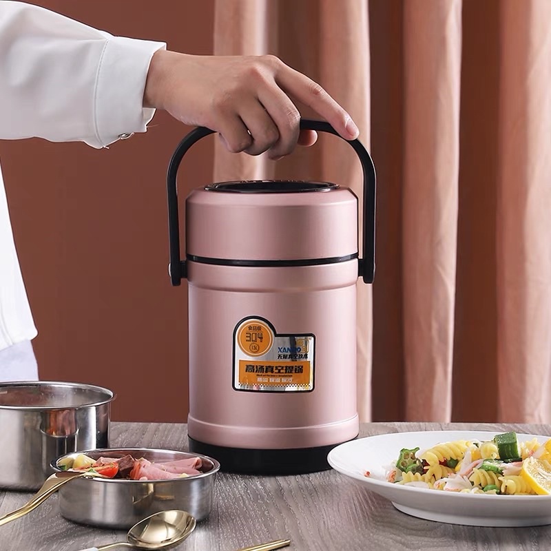 Cặp Lồng CS Xanbo Giữ Nhiệt Inox 304 1.5L và 2L Cam Homeware