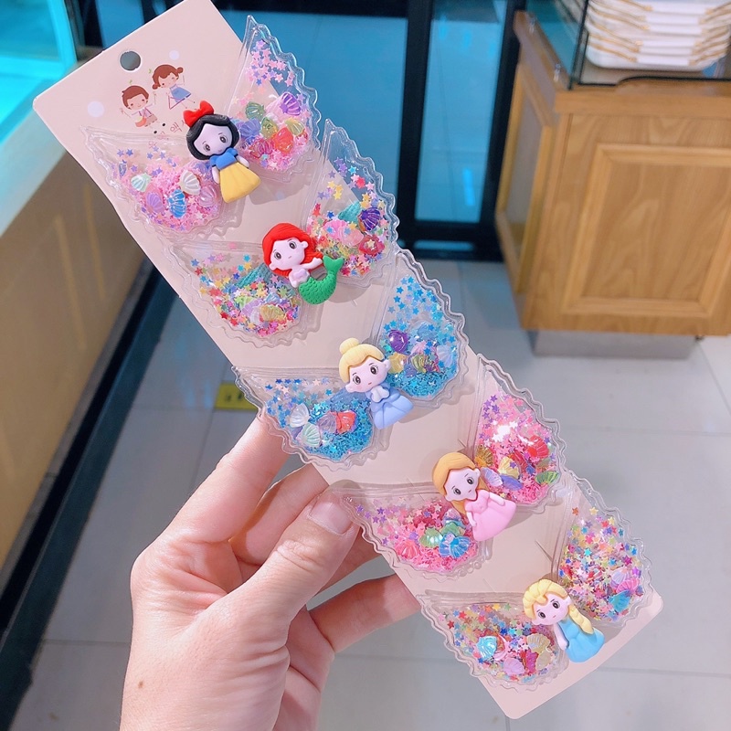 [Hàng mới về ]Kẹp tóc công chúa kim tuyến dễ thương cho bé phong cách Hàn Quốc