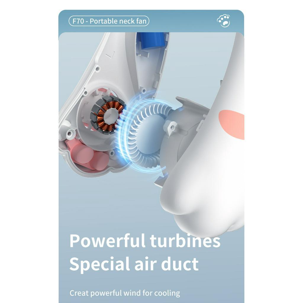 Quạt Đeo Cổ Ba Tốc Độ Không Ồn Tùy Chỉnh Kích Thước Nhỏ Gọn Tiện Dụng
