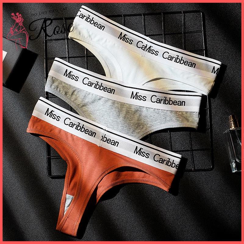 Quần Chíp Nữ Quần Lót Lọt Khe Cotton Cạp Chữ Miss Carbibean Rose QR16