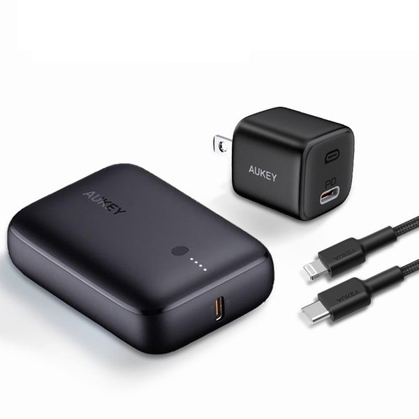 Combo 3 Sản Phẩm Trọn Bộ Sạc Nhanh iPhone 12 Series, iPhone 13 Series AUKEY TK-2 On The Go Bundle - Hàng Chính Hãng