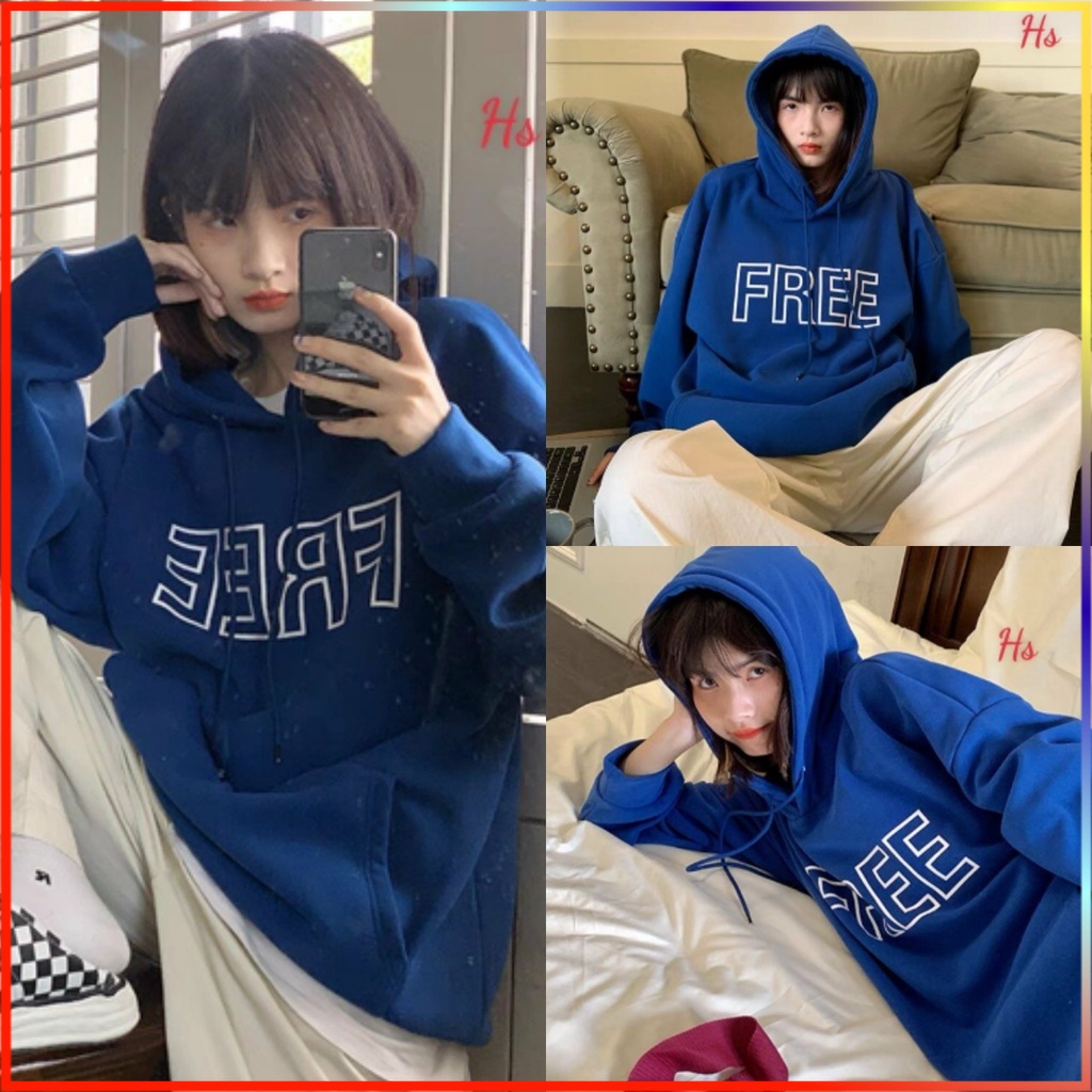 Áo Hoodie Ulzzang  Nỉ Xanh Free dưới 65kg - Nỉ Dày Dài Tay Kèm Mũ G0100 - Reso Shop