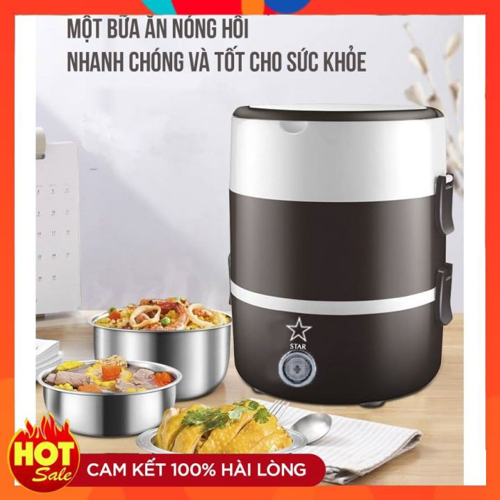 Hộp cơm văn phòng cắm điện đa năng tiện dụng dung tích lớn Hộp đựng cơm 3 tầng inox cao cấp BH 6 tháng[hàng chính hãng]