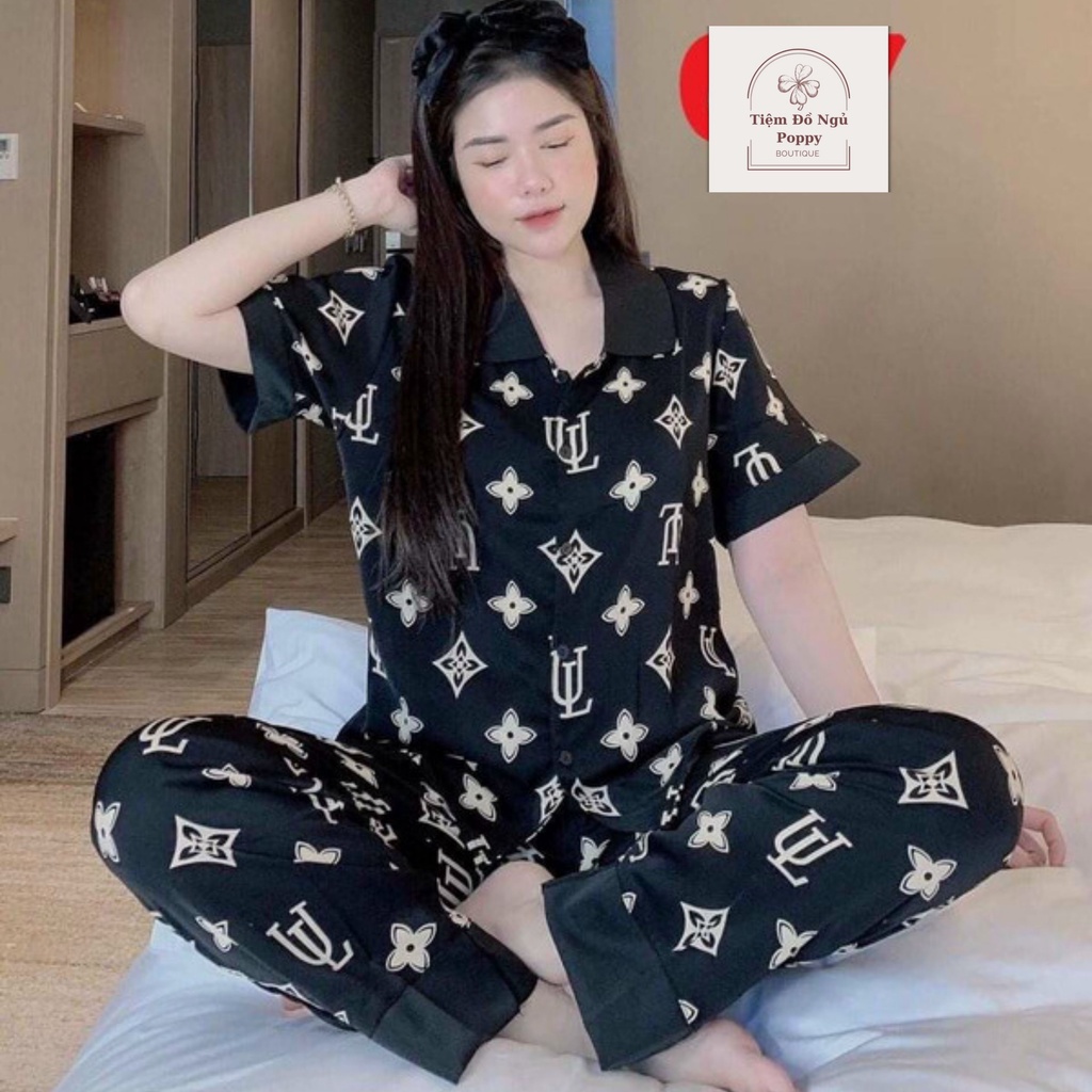 Đồ bộ nữ ngắn tay cổ sen chất liệu kate thái giá rẻ pijama nữ hàn quốc đẹp bộ ngủ nữ cổ sen POPPY