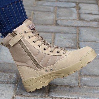 TR❤Giày Boot da kiểu dáng quân đội cho nam