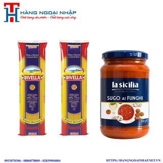 Combo 2 Gói Mì Spaghetti Sợi Tròn Divella Số 8 500Gr Và Sốt Cà Chua Nấm Lasicilia 350Gr