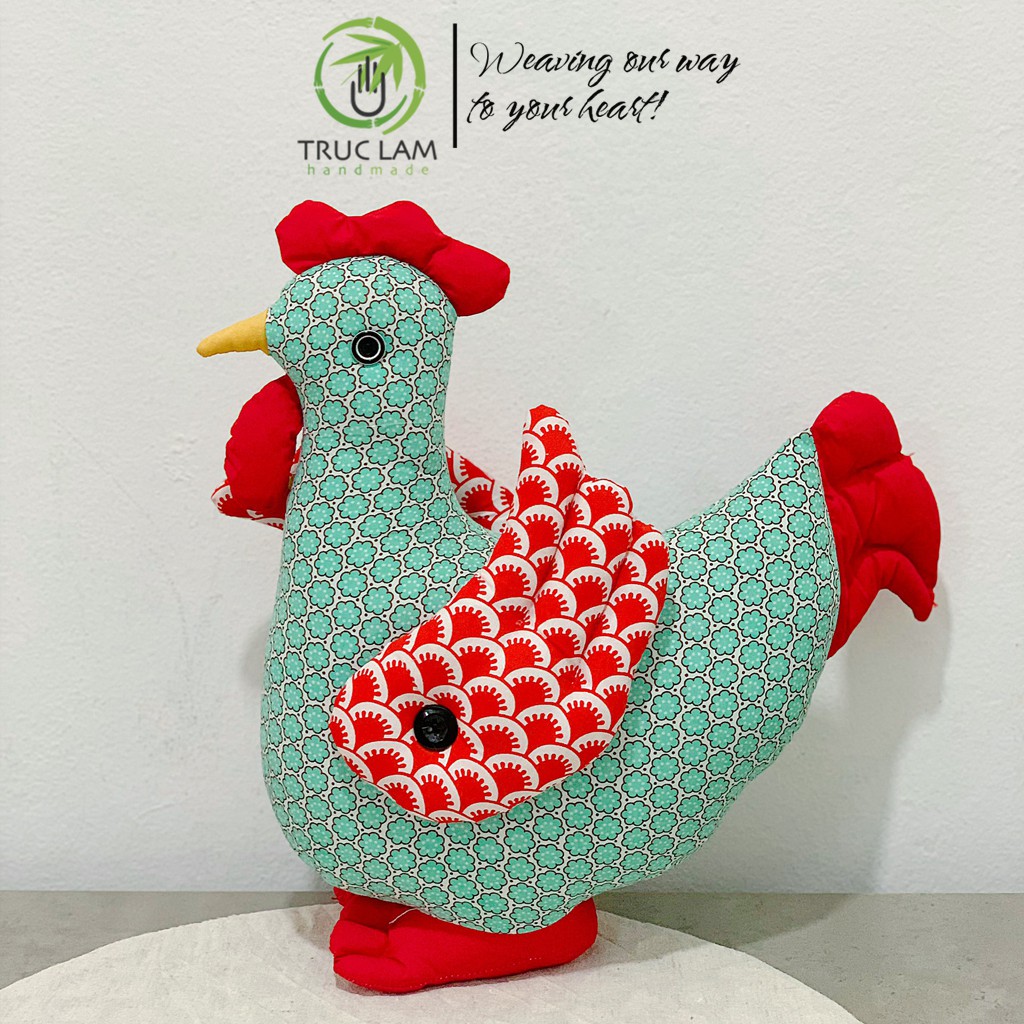 Đồ Chơi Thú Nhồi Bông Cho Bé Hình Con Gà Mái Vải Hoa Bông Gòn Cao Cấp - Trúc Lâm Handmade