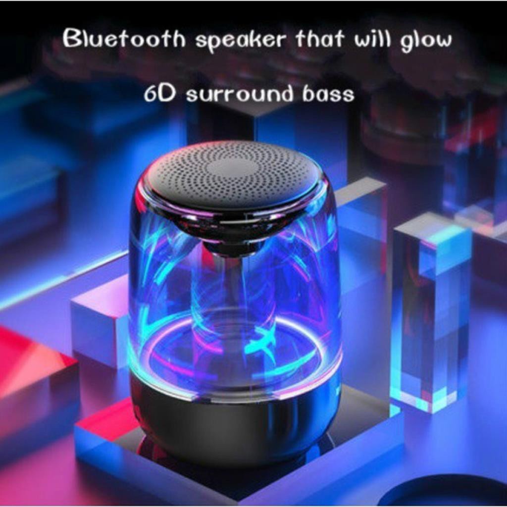 Loa Bluetooth Trên Dưới Trong Suốt Yayusi C7-C7plus âm thành vòm 6D âm bass trầm led RGB pin 1000mAh -dc3636