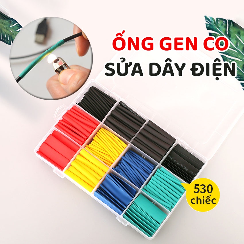 Ống Gen Co Nhiệt Sửa Dây Điện Hộp 530 Chiếc, Ống Co Nhiệt Sửa Dây Sạc Điện Thoại Đẹp Như Mới Chống Hở Điện