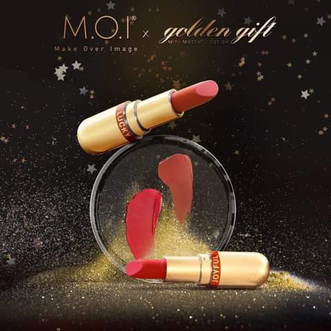 Set Son MOI Golden Giff Mini Màu Siêu Sang Mềm Mịn Môi, Set 2 Cây, 5 Cây