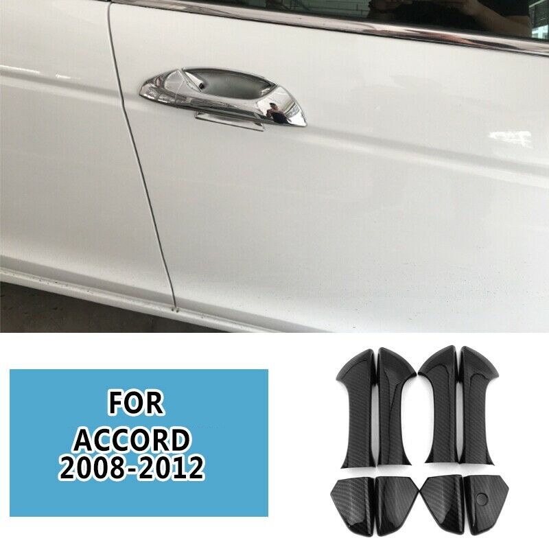 Viền Bọc Tay Nắm Cửa Bên Hông Bằng Sợi Carbon Bóng Cho Honda Accord Sedan 2008-13