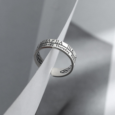 Nhẫn dạng mở khắc số La Mã phong cách Hip Hop cổ điển sành điệu