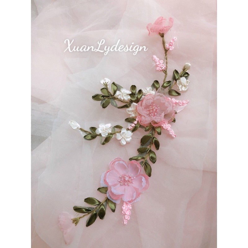 Set hoa voan thêu sẵn