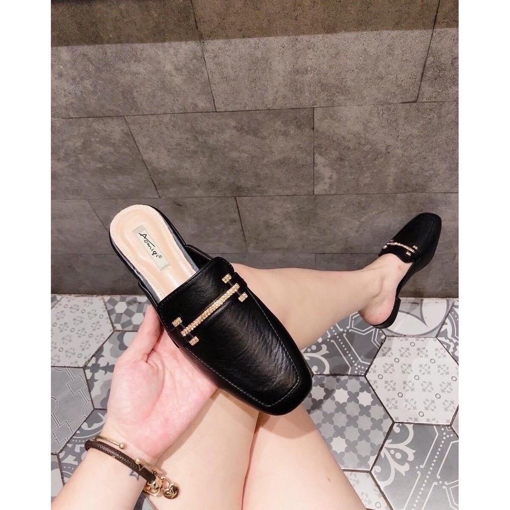 [Giá hủy diệt] Mã S111 Sục nữ khuy đá ngang chất da mềm êm chân