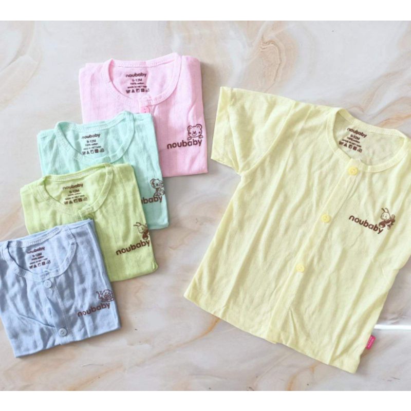 Áo cộc tay cotton thông hơi mềm mịn cho bé sơ sinh 3-15kg. Áo bé trai và bé hái hãng Noubaby