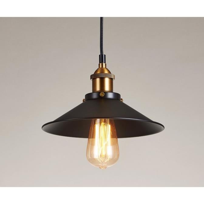 Đèn thả trần hình nón lá gắn đui vàng đồng hiện đại trang trí nhà hàng, đèn thả bàn ăn