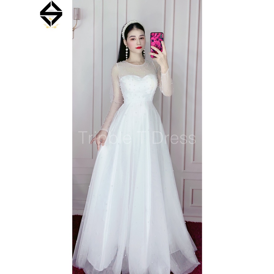 Đầm maxi dạ hội kết cườm tay dài TRIPBLE T DRESS -Size M/L/XL - MS12V