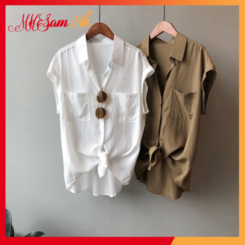 Áo sơ mi đũi nữ tay ngắn Mẹ Sam 24h áo kiểu bigsize, chất liệu mềm mát, form trẻ trung phá cách SMH.33 | BigBuy360 - bigbuy360.vn