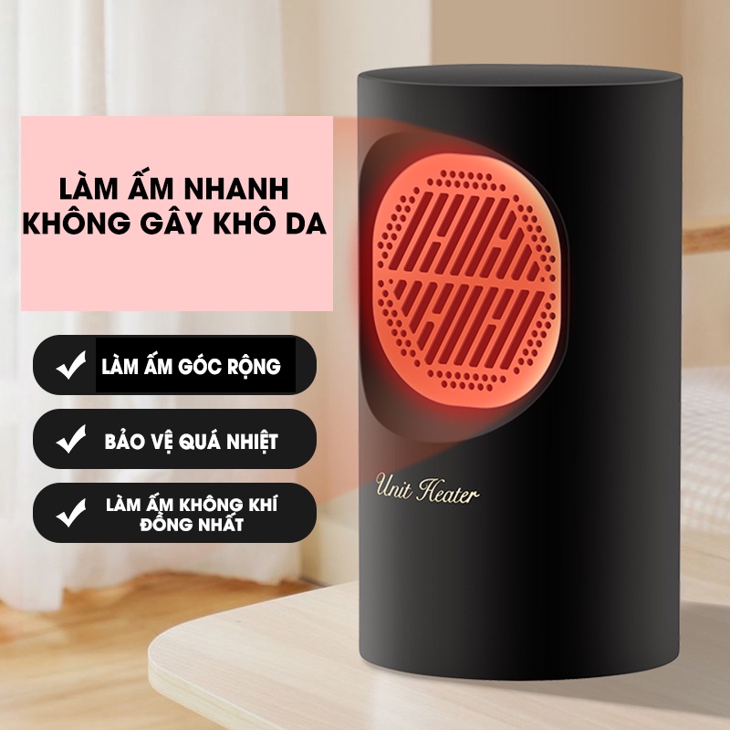 Máy sưởi mini để bàn, Máy Sưởi Mini Thông Minh  Warm Heart ELF không khô da, không đốt oxy, nhỏ gọn, tiện dụng