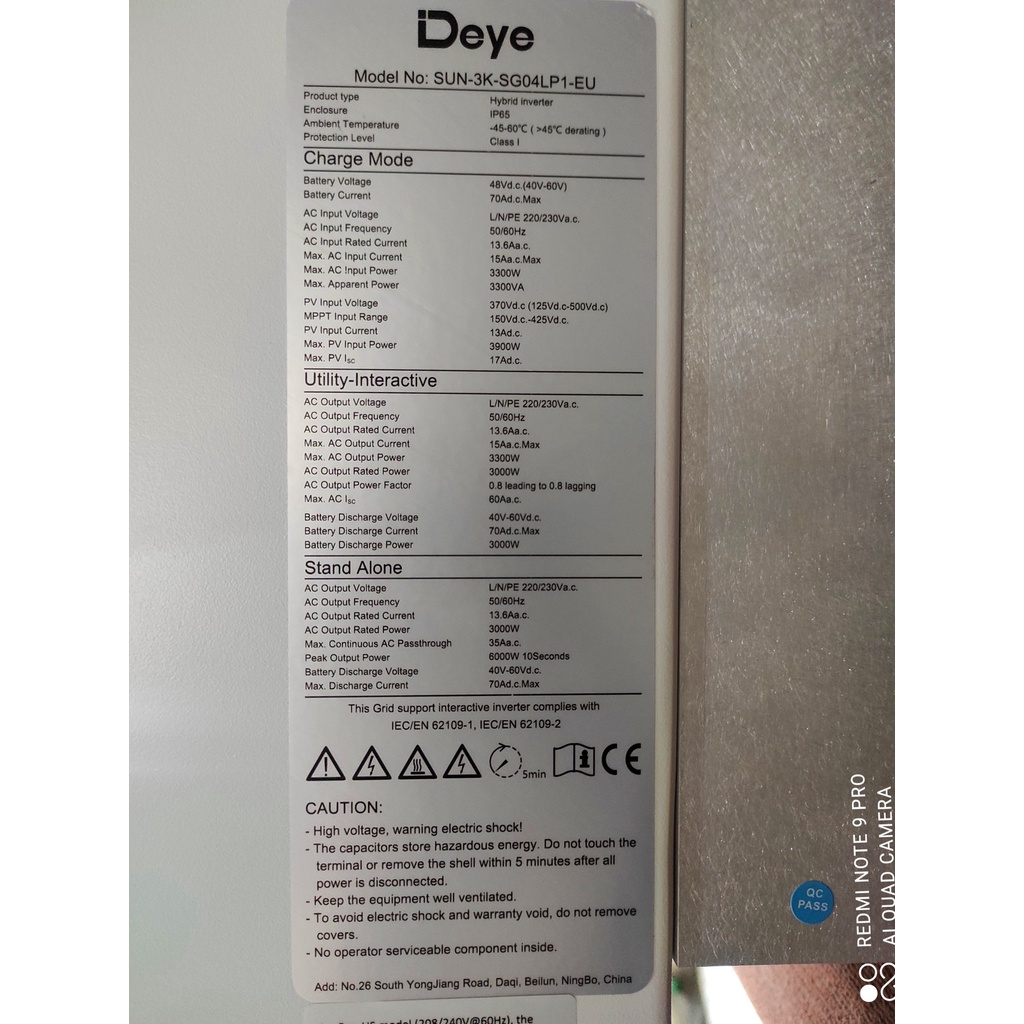 Biến tần Inverter Hybrid DEYE 3kW SUN-3K-SG04LP1-EU