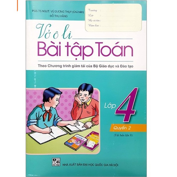 Sách Combo Vở Ô Li Bài Tập Toán Lớp 4 (Quyển 1 + Quyển 2)